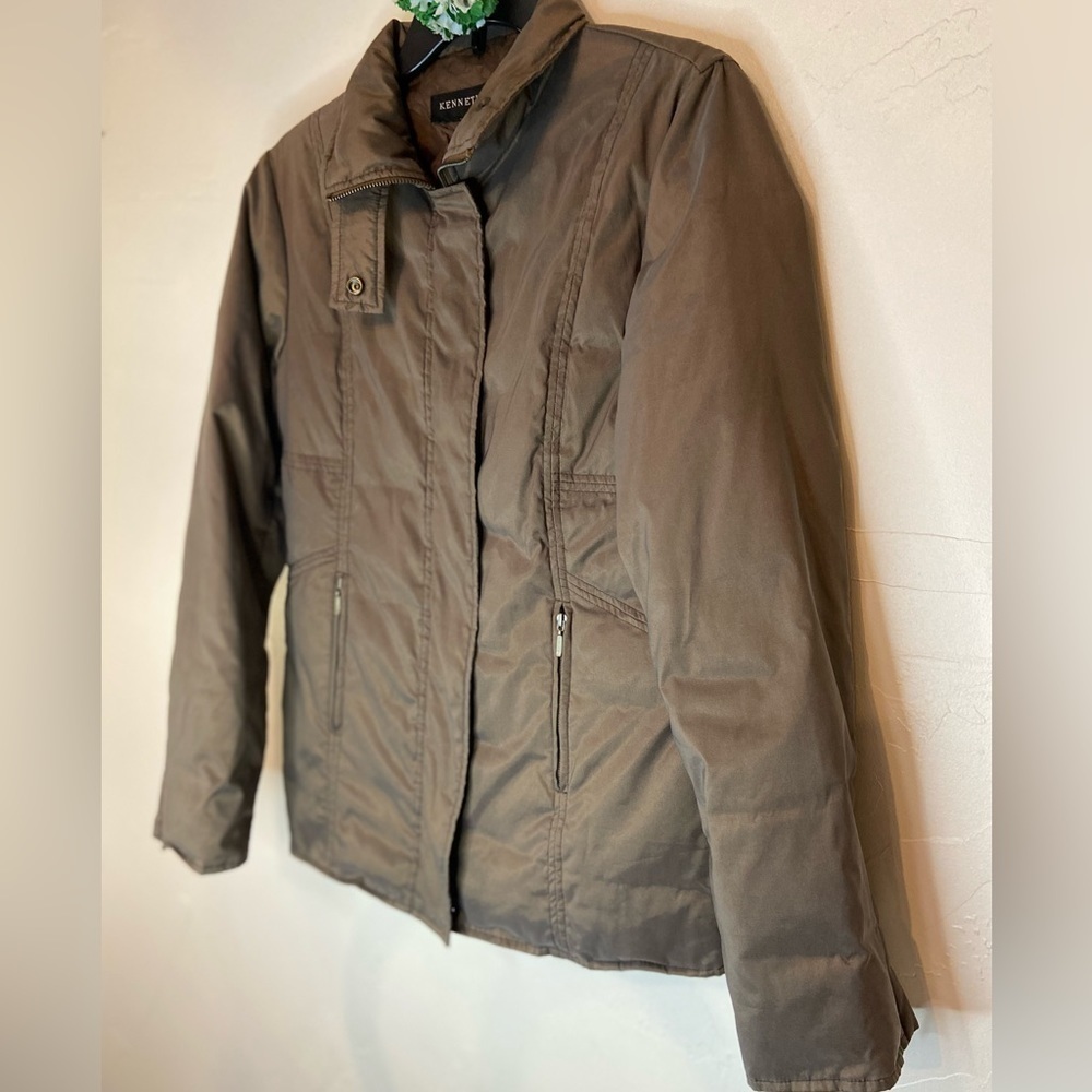 Kenneth Cole-New York~Short Down Puffer Jacket Coat~Brown w/Gold Sheen~Size S
